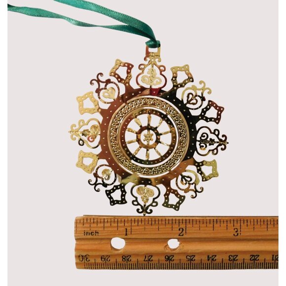 Vintage Baldwin 24 Kt Gold Ornament Aurora Ice Flower 1999 Snowflake Brass 7173 - Picture 4 of 6